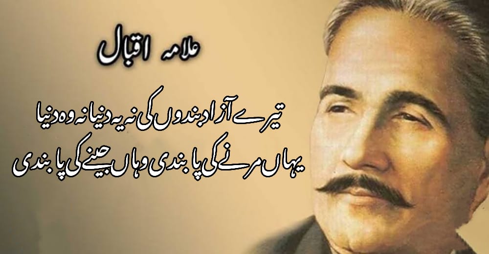 Allama Iqbal Picture with poetry and essay